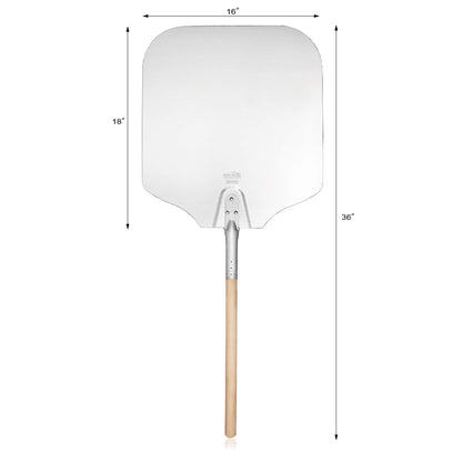 New Star Foodservice 50196 Aluminum Pizza Peel, Wooden Handle, 16 x 18 inch Blade, 36 inch overall