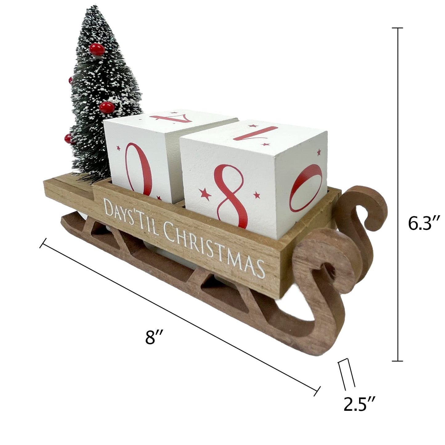 HOMirable Christmas Countdown Blocks Santa Sleigh Advent Calendar 99 Days Christmas Tree Decorations Wooden Farmhouse Rustic Sign Xmas Party Holiday Décor for Home Living Room, Mantel, Tiered Tray