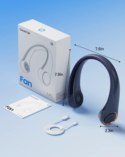 Gaiatop Portable Neck Fan Rechargeable, Hands-Free 360° Cooling, 17hrs Runtime, Battery Powered Personal Wearable Fan, Summer Outdoor Travel Essentials, Birthday Gifts for Men Women Teens, Navy Blue