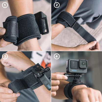 SUREWO Wrist Strap Mount Compatible with GoPro Hero 13/12/11/10/9/8/7//6/5 Black,DJI Osmo Action 5 pro/4/3,Insta 360 ONE R,AKASO/Campark and More