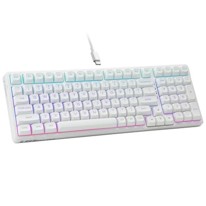 HUO JI E-Yooso Creamy Mechanical Keyboard Wired, Hot Swappable, Pre-lubed Linear Switches, Gasket Structure with Sound Dampening Foam, RGB Backlit, 99 Keys Custom Gaming Keyboard for PC/Mac,White