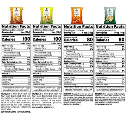 Quaker Rice Crisps, Gluten Free, 4 Flavor Sweet and Savory Variety Mix, Single Serve, 30 count