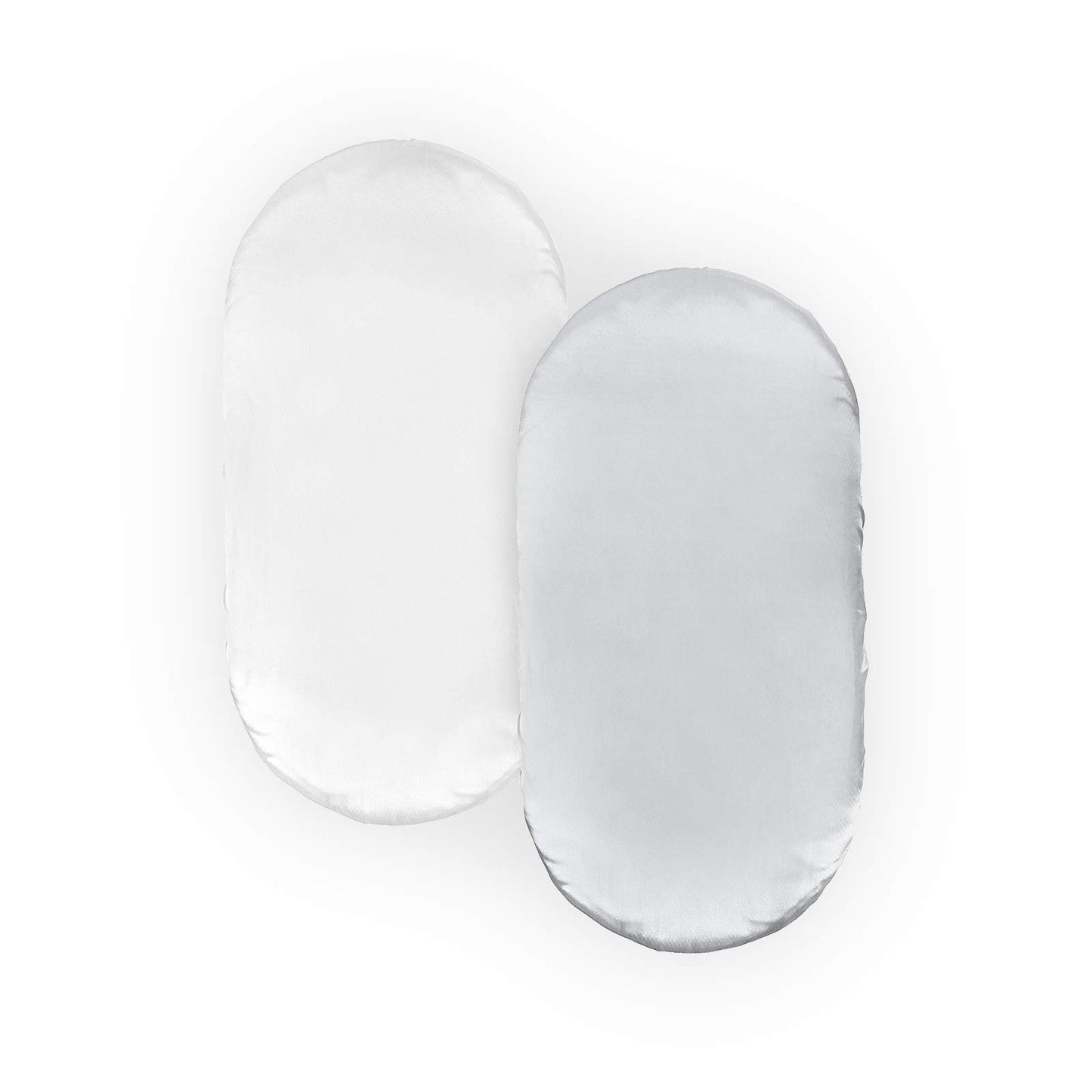 Pro Goleem Satin Bassinet Sheet 2 Pack Great for Baby Hair Soft Silk Feeling Sheet for Cradle or Bassinet Pad＆Mattress for Boys and Girls Gift for Newborn and Infant White and Gray