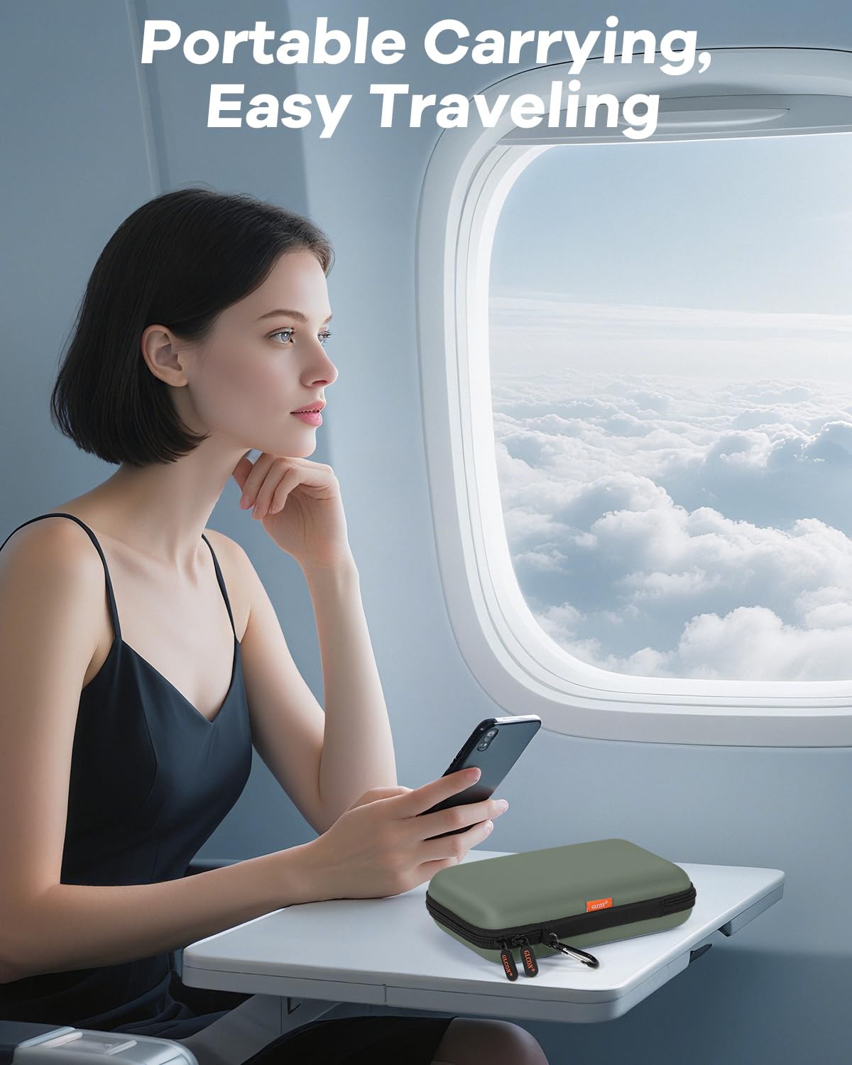 GLCON Large Classic Army-Green Case - Hard Shell Electronic Organizer Travel Carrying Case - Shockproof Electronic Accessories Storage Pouch Bag for Game Drive, Hard Disk, Power Bank, Charger