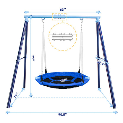 JYGOPLA Heavy Duty 500lbs Saucer Swing Set - Outdoor Metal Frame Playground Equipment for Backyard, Includes 45'' Tree Swing & Adjustable Steel Stand - Kids/Toddlers Age 3-12