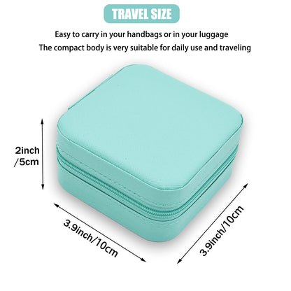 Mini Jewelry Travel Case, PU Leather Travel Jewelry Organizer Box, Small Portable Portable Jewellery Storage Holder for Womens Rings Earrings Necklaces Bracelets (Blue)