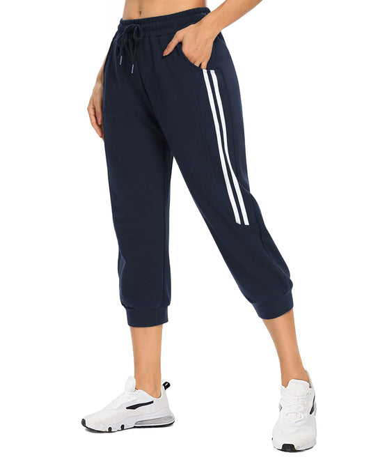 KDi Women's Shorts Jogger Sweatpants Running Trousers Tracksuit Capri Pants (XL, 1# Navy Blue)