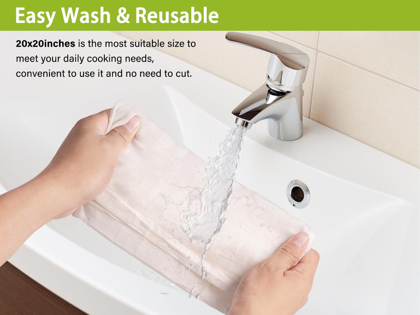 Olicity Cheese Cloths, 6PCS, Grade 100,20x20Inch Hemmed Cheese Cloth Fabric Reusable Fine Mesh Cloth, 100% Cotton Unbleached Precut Muslin Cheesecloth for Straining, Cooking, Yogurt, Juicing