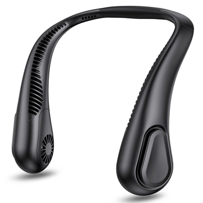 AMACOOL Bladeless Neck Fan Portable Personal Fan 5000mAh Rechargeable Battery Operated Wearable Fan for Women Men Outdoor Sport Travel Patio Garden Work Home Kitchen(Black)