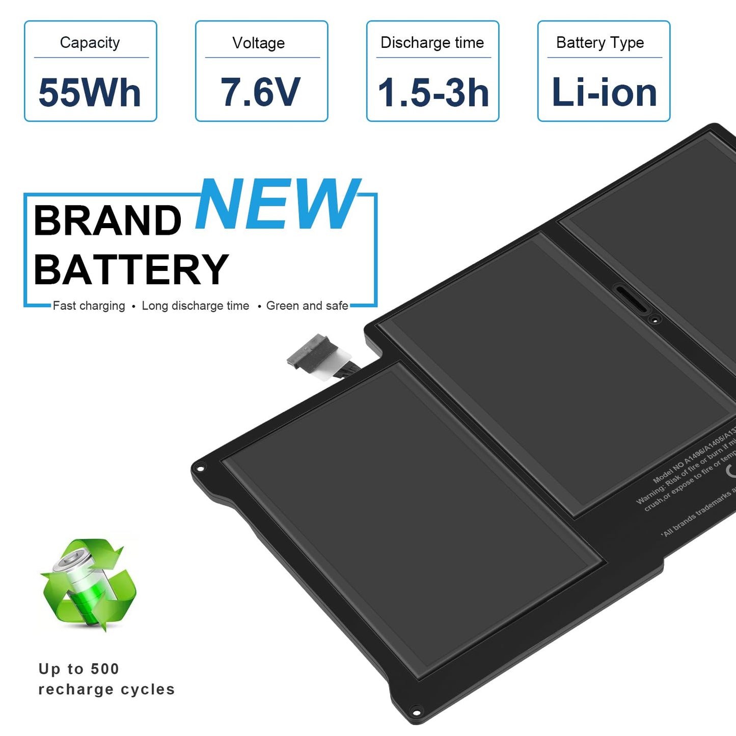 A1405 A1466 Laptop Battery for MacBook Air 13 inch A1466 (Mid 2012,Mid 2013,Early 2014, Early 2015,2017) A1369(Late 2010,Mid 2011 Version) fits A1496 A1377 (EMC :2925, 2469, 2559, 2392) [Upgraded 3.0]