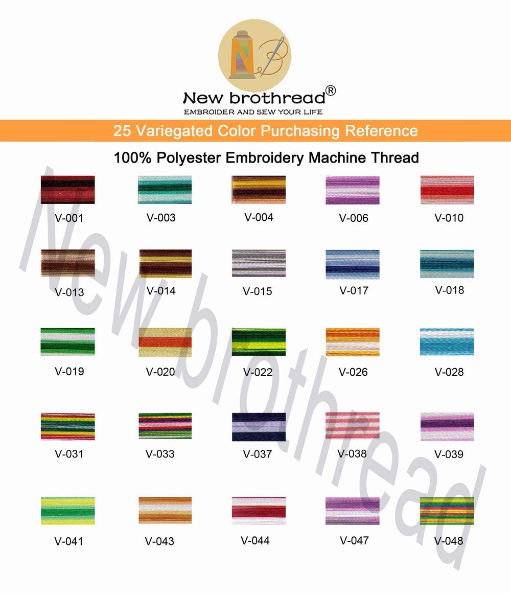 New brothread 25 Colors Variegated Polyester Embroidery Machine Thread Kit 500M (550Y) Compatible with Brother Janome Babylock Singer Pfaff Bernina Husqvaran Embroidery and Sewing Machines