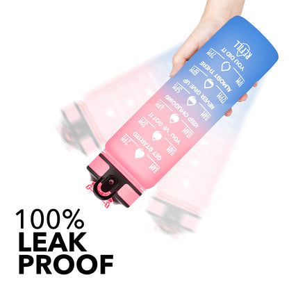 Hyeta 32 oz Water Bottles with Times to Drink and Straw, Motivational Water Bottle with Time Marker, Leakproof, Drinking Sports Water Bottle for Fitness, Gym and Outdoor