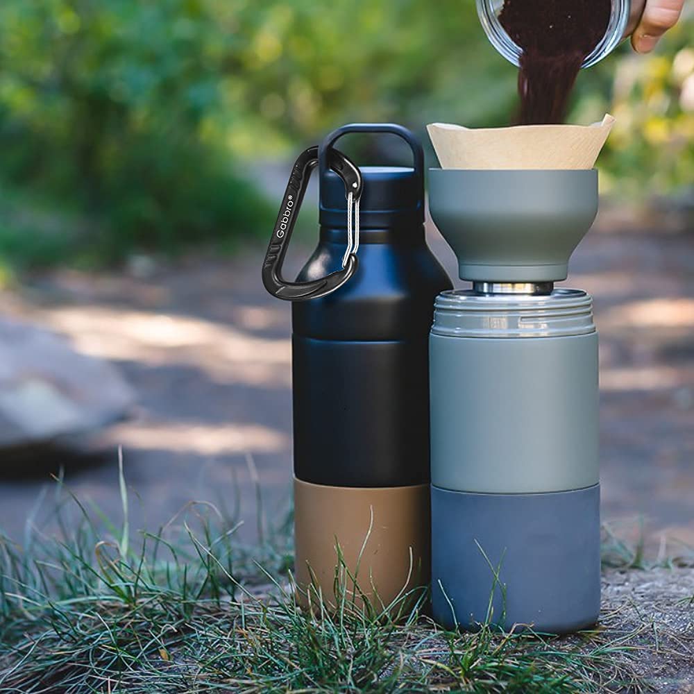 Gabbro Carabiner Clips Heavy Duty 12kN (2697 lbs), | 3.2 Inch, Aluminum, Wiregate Snap, Lightweight, 4 Pack | for Hammock, Hiking, Camping, Water Bottle, Dog Leash Harness, Keychains Black