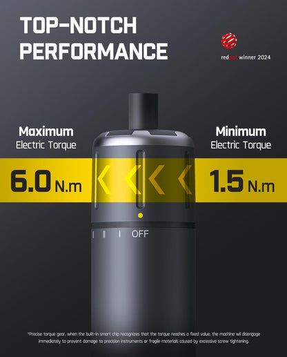 Fanttik S1 Pro 3.7V Electric Screwdriver, Power Screwdriver with16 S2 Steel Bits, 3 Torque Settings, Max 6 N.m, 2000mAh Battery, LED Light & 1/4''Hex, Ideal Tool for Furniture & Gaming PC