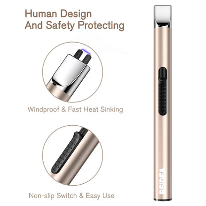 REIDEA Electronic Candle Lighter 2 Pack Arc Windproof Flameless USB Rechargeable with Safe Button for Home Kitchen (Champagne and Rose Gold)