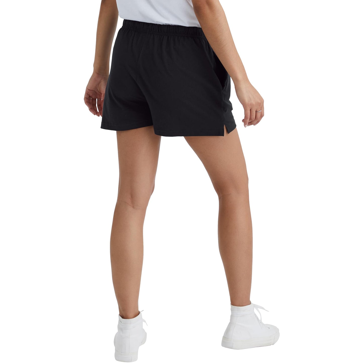 Hanes Originals, Cotton Jersey, Gym Shorts for Women, 2.5", Black