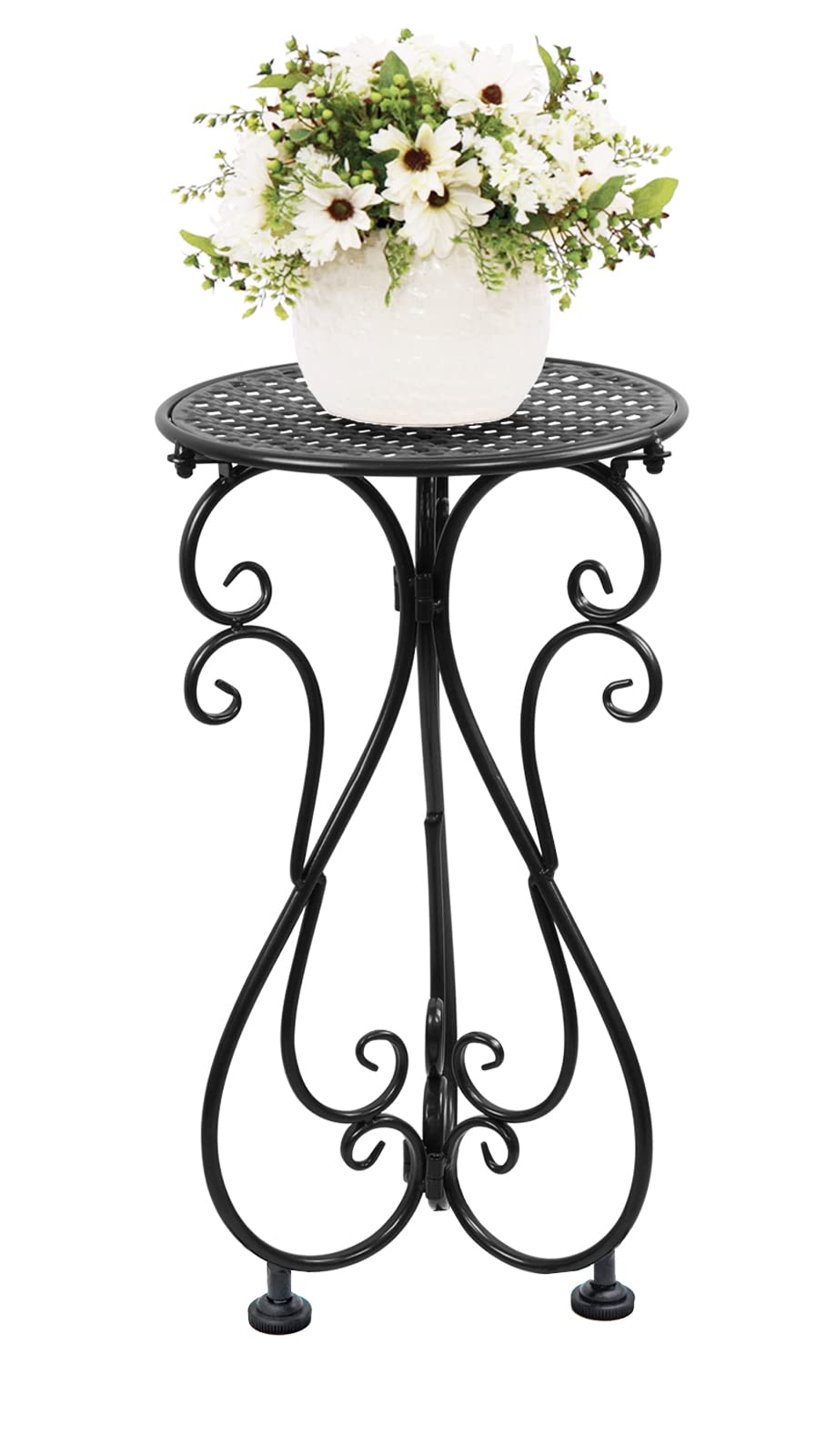 NAKUPE Metal Plant Stand, Heavy Duty Flower Pot Stand 17" Tall, Single Planter Holder for Indoor, Outdoor, Garden, Patio, Porch, Balcony, Home Decor, Black(1 Pack)