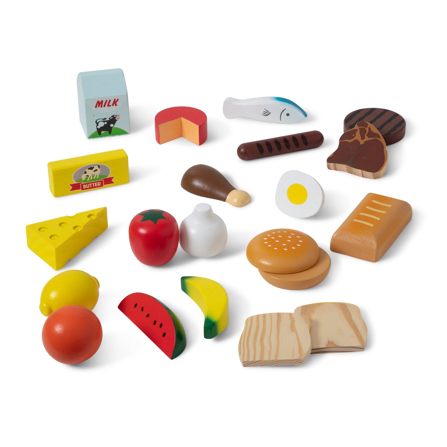 Melissa & Doug Food Groups - 21 Hand-Painted Wooden Pieces and 4 Crates