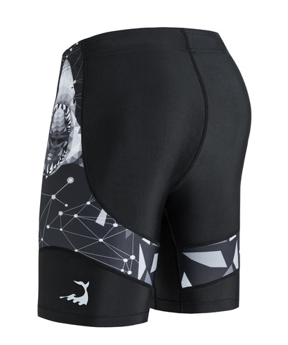 Men's Rash Guard Swim Shorts Compression Swimming Jammer Cool Dry Active Swimsuit Workout Shorts Sports Tights(Shark,XL)