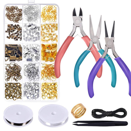 anezus Jewelry Repair Kit with Jewelry Pliers, Jewelry Making Tools, Beading String and Jewelry Making Supplies for Jewelry Repair, Jewelry Making and Beading
