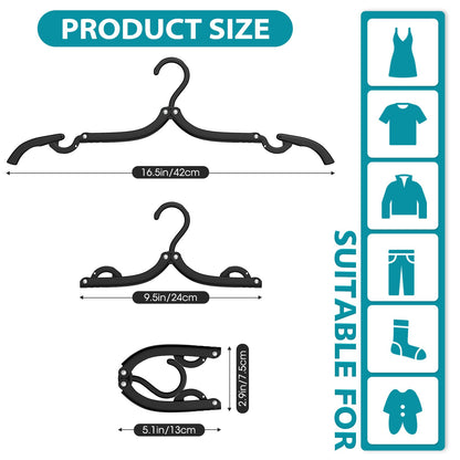 30 Pcs Travel Hangers Portable Foldable Travel Hanger Organizer, Plastic Cruise Essentials Clothes Drying Rack Folding Hangers for Camping Flying RV Europe Vacation Essentials Suitcase, Black