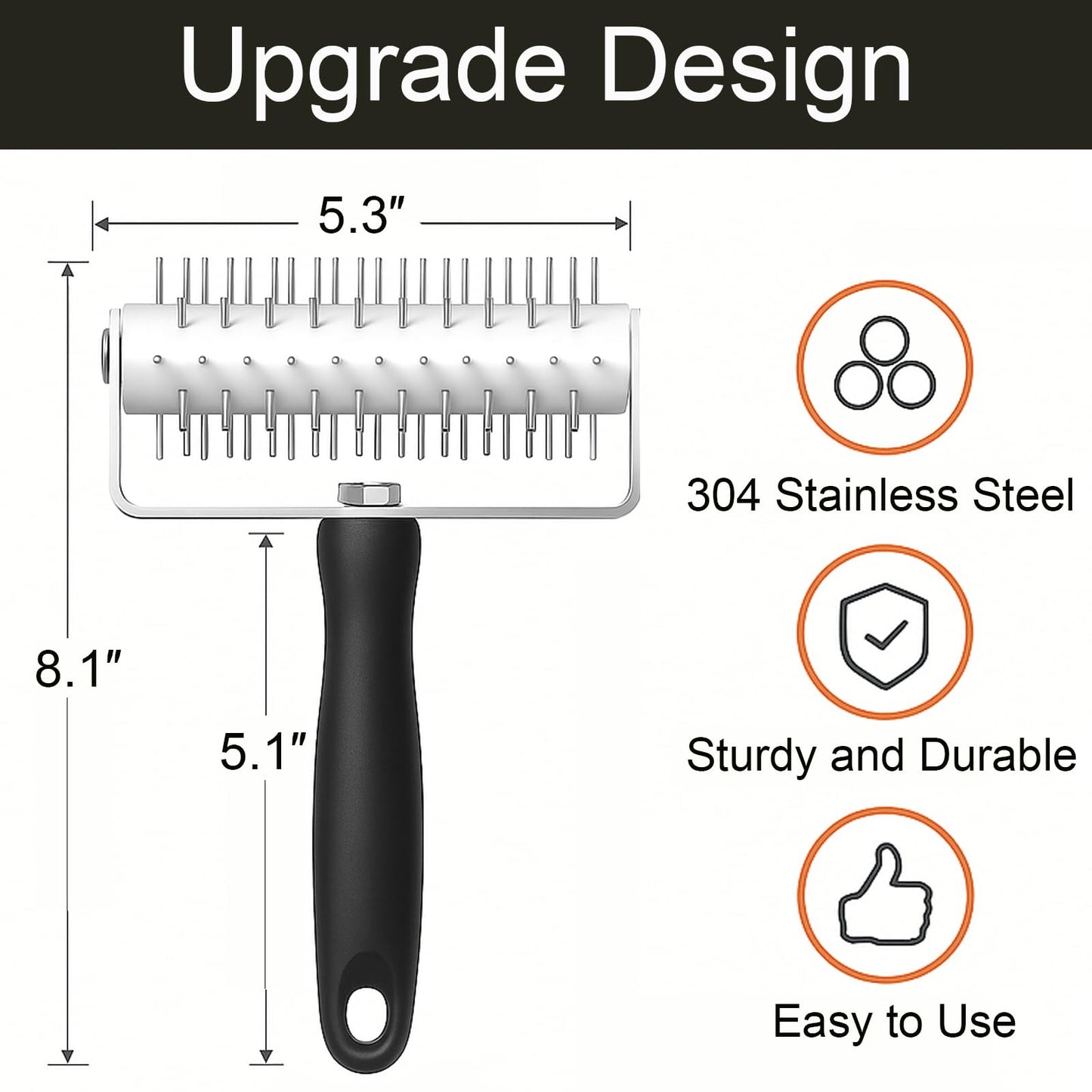 EVEDMOT Pizza Dough Docker Roller Stainless Steel, Pin Puncher Dough Hole Maker, Docking Tool for Pizza Pie Cookie Pastry Bread