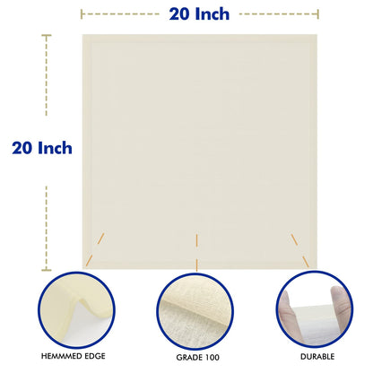 8 PCS Reusable Cheesecloth, Grade 100, 20x20 Inch Hemmed Cheese Cloth for Straining Craft, 100% Cotton Unbleached Cloth Strainer for Cooking, Baking, Juicing, Cheese Making