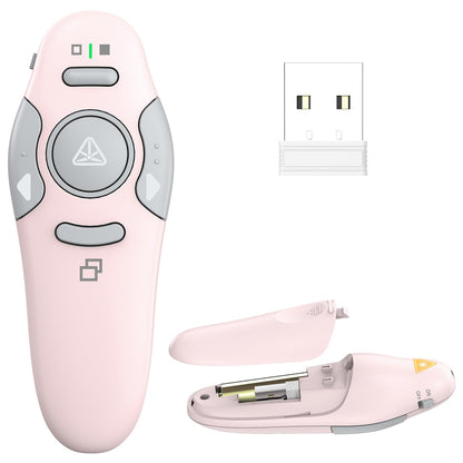 QUI Presentation Clicker Wireless Presenter Remote Clicker for PowerPoint Presentation Remote, PowerPoint Slide Advancer for Mac/Windows/Linux, Google Slide/PPT/Keynote, USB, Pink