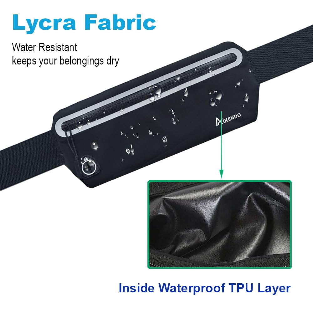 AIKENDO Slim Running Belt Fanny Pack,Runners Waist Pouch Bag Exercis Gym Waist Pack,Jogging Belt,Workout Running Accessories Phone Holder for Running