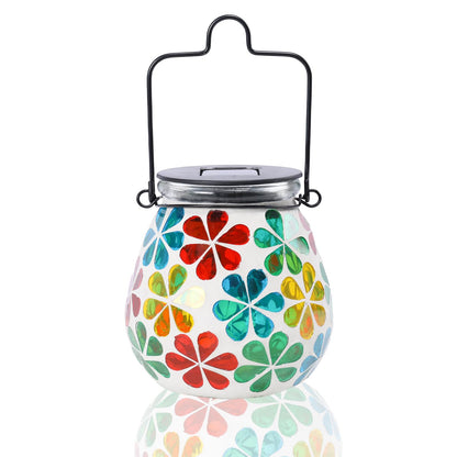 Afirst Mosaic Solar Lanterns Outdoor - Glass Hanging Solar Lights Hollow Out Waterproof Table Lamp Outdoor Decorative for Garden, Patio, Holiday Party Outdoor Decoration
