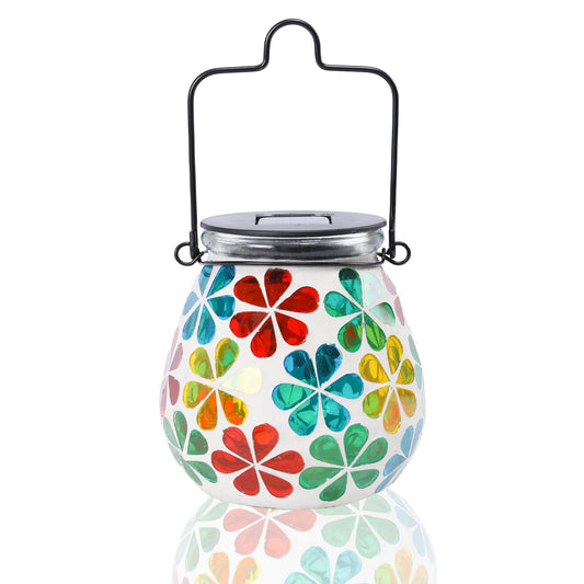 Afirst Mosaic Solar Lanterns Outdoor - Glass Hanging Solar Lights Hollow Out Waterproof Table Lamp Outdoor Decorative for Garden, Patio, Holiday Party Outdoor Decoration