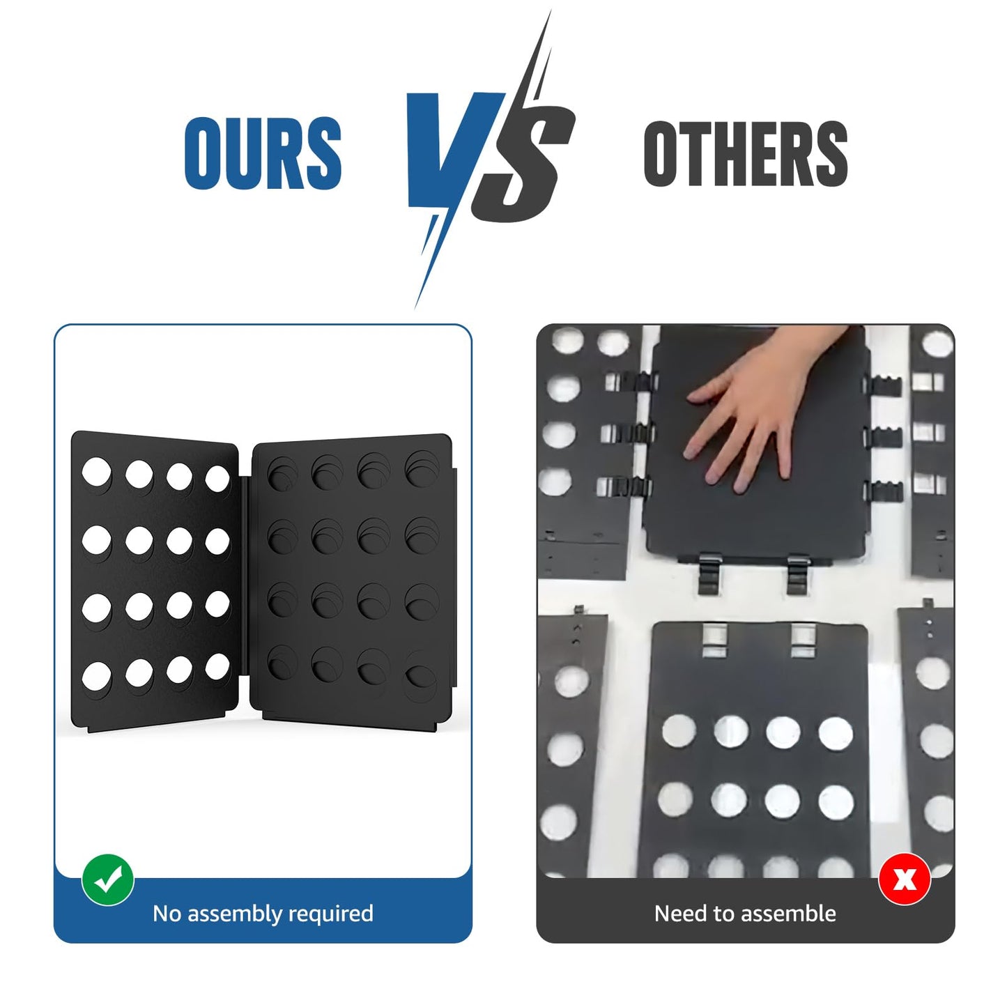 Geniusidea Shirt Folder Board - Clothes Folding Board, Easy to Fold Shirts, Laundry Liners, Black