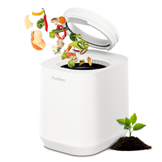 Ouaken Electric Composter for Kitchen, 4L Smart Countertop Compost Bin, Odorless | Low Noise | Auto-Cleaning | Turn Food Waste into Fertilizer Within 3 Hrs