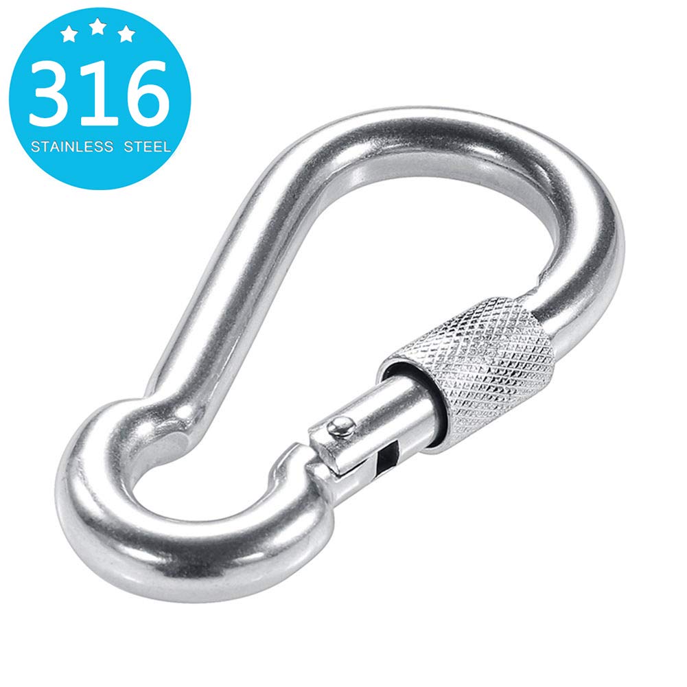 PROND Locking Carabiners, Heavy Duty Carabiner, 316 Stainless Steel Screw Lock Carabiner Hooks