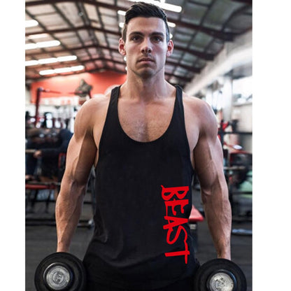 InleaderAesthetics Men's Tank Tops Sleeveless Shirts Y-Back Gym Workout Stringer Tank Tops Bodybuilding Fitness T-Shirts - Black-L