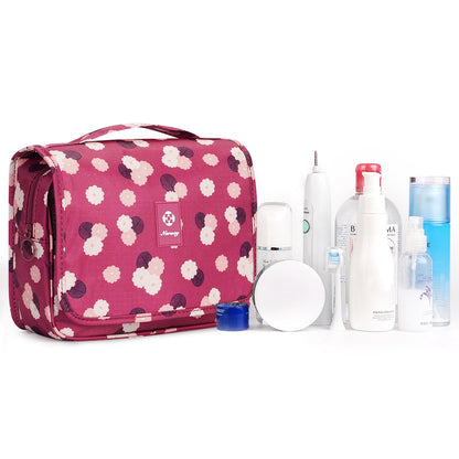 Narwey Hanging Toiletry Bag for Women Travel Makeup Bag Organizer Toiletries Bag for Travel Size Cosmetics Essentials Accessories (Red Flower)
