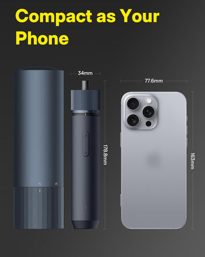 HOTO Electric Screwdriver Rechargeable, 3.6V Cordless Screwdriver Set USB-C, 3 Torque Settings, 1500mAh Battery, LED Light & 12 S2 Metal Bits for Furniture/Electrical Repairs