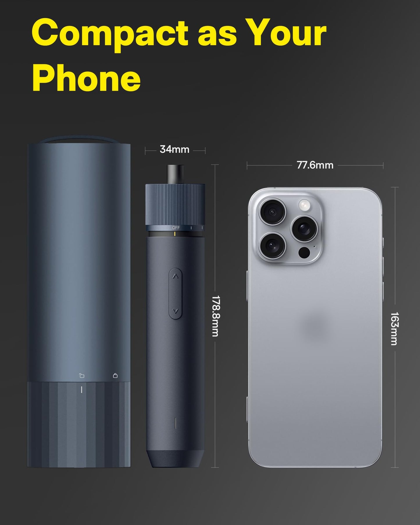 HOTO Electric Screwdriver Rechargeable, 3.6V Cordless Screwdriver Set USB-C, 3 Torque Settings, 1500mAh Battery, LED Light & 12 S2 Metal Bits for Furniture/Electrical Repairs