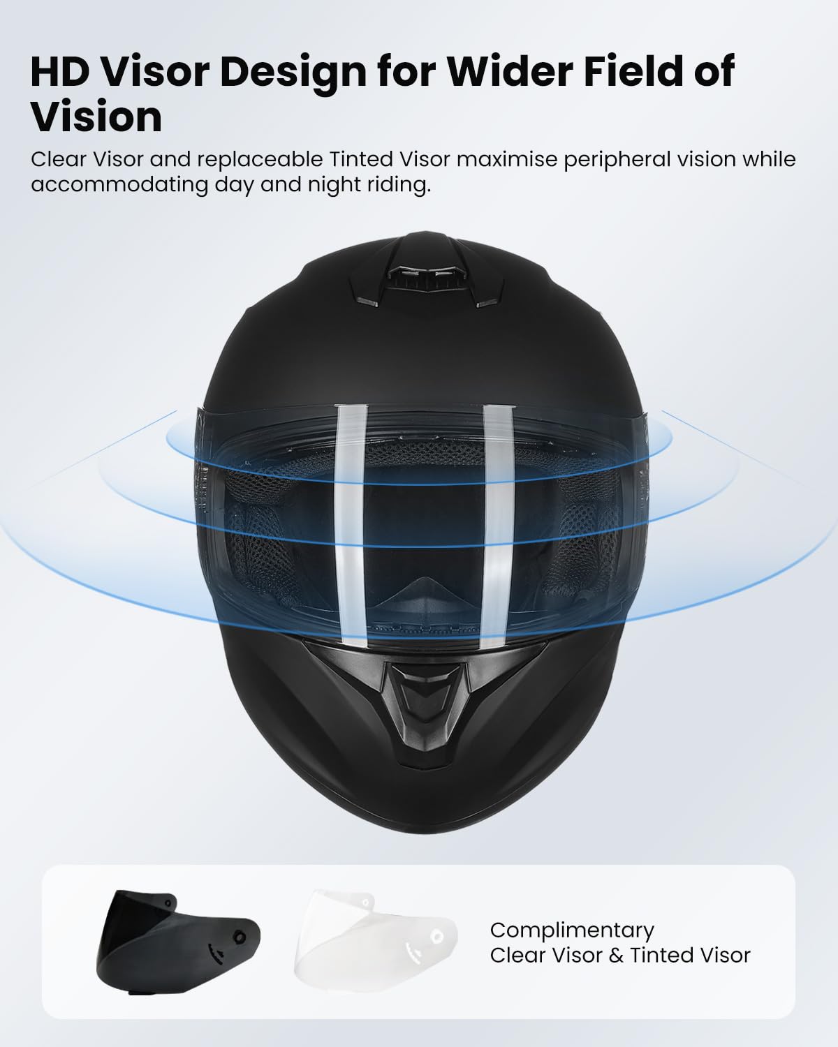 ILM Full Face Motorcycle Street Bike Helmet with Enlarged Air Vents, Free Replacement Visor for Men Women DOT Approved Model ST-06 (Matte Black, Medium)