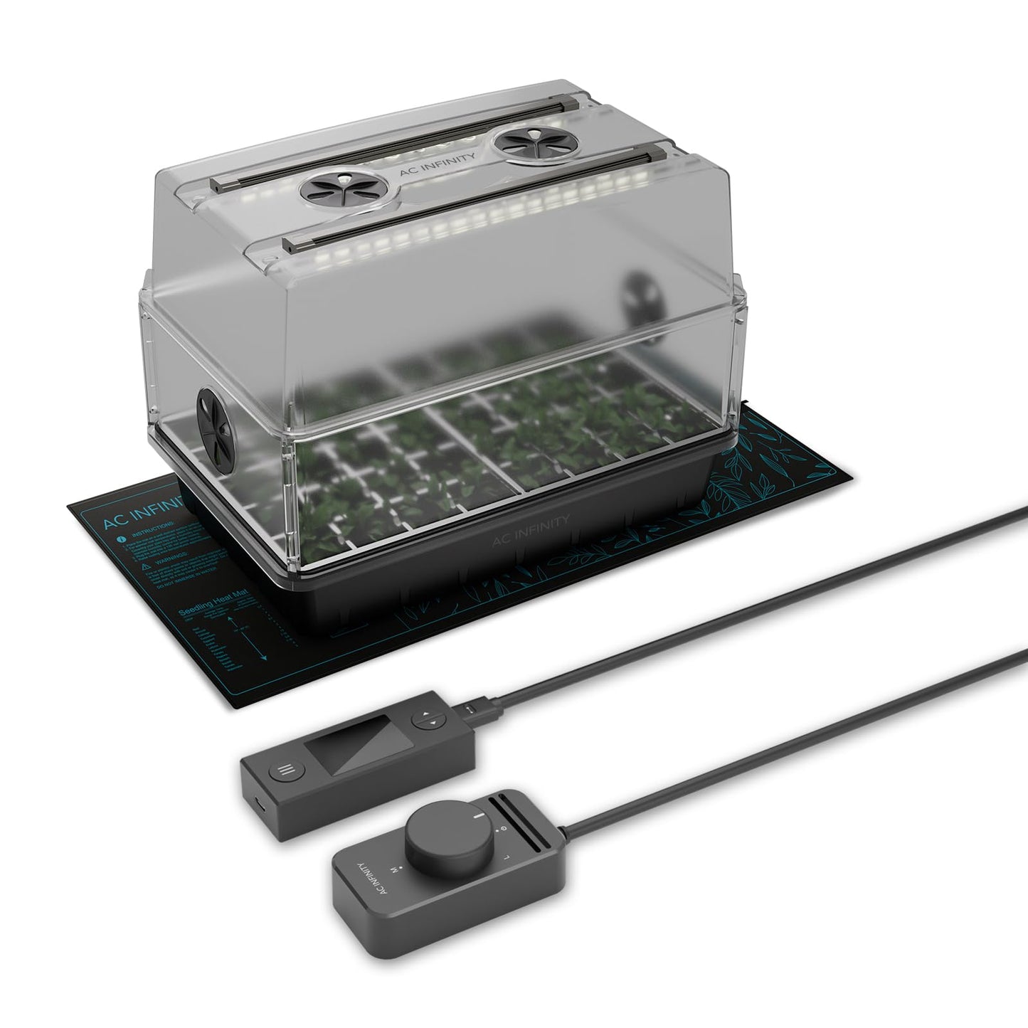 AC Infinity Heavy-Duty Humidity Dome 5x8 Germination Kit with Waterproof Seedling Mat, Full Spectrum LED Grow Light Bars, Samsung LM301H EVO Diodes, Vented Extension Panels, for Seed Starting