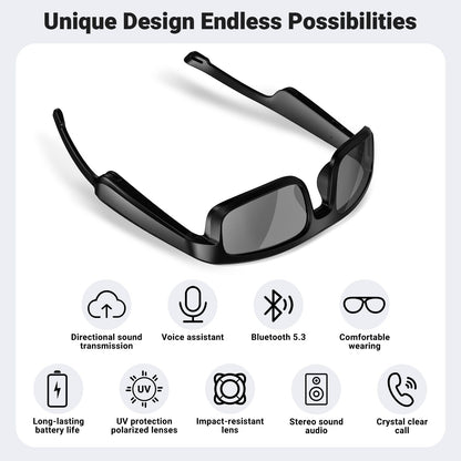 LVTEL Smart Glasses, Polarized Bluetooth Sunglasses, Built-in Mic & Speakers, Voice Assistant, UV Protection Audio Sun Glass