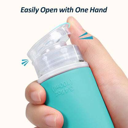 PACKISM TSA Approved Toiletry Bottles - 6 Pack Leak Proof 3.4oz Silicone Travel Bottles for Toiletries, BPA Free Leak Proof Refillable Travel Accessories (Not come with content inside the bottle)
