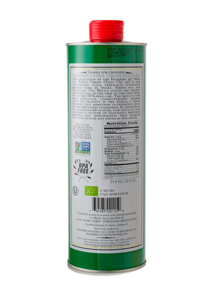 Frankies 457 Organic Extra Virgin Olive Oil - Premium Castelvetrano Olive Oil - Harvested in Sicily - Pure Authentic Italian - Monovarietal - Rich in Flavor - First Cold Pressed - 33.8 fl oz (1 L)