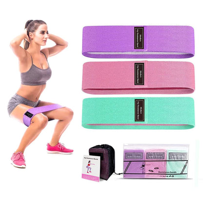 Fabric Resistance Bands Set for Legs and Butt, Non-Slip Stretch Fitness Exercise Workout Loop Booty Hip Band for Women at Home or Gym - Green, Pink, Purple