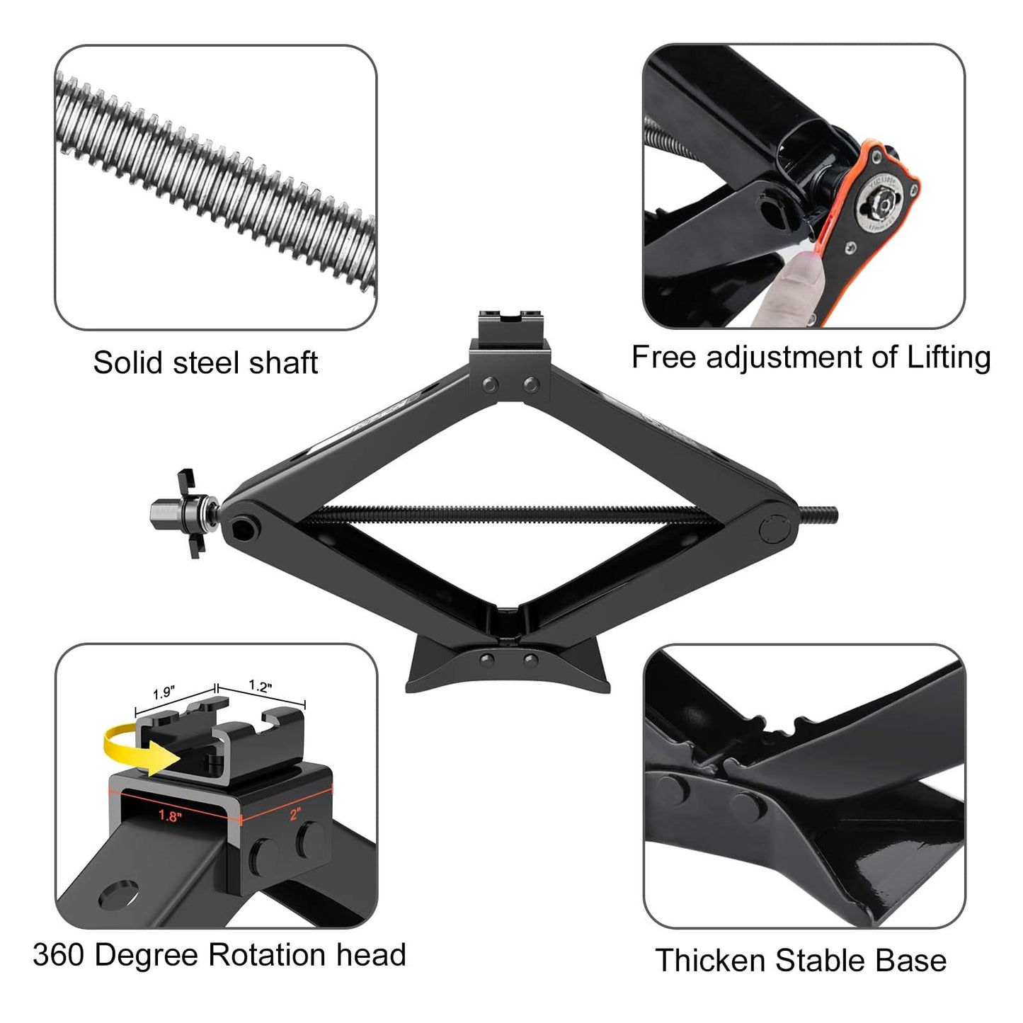 IMAYCC Scissor Jack, Portable Car Jack Kit 6614 lbs (3 Ton), Universal Tire Change Kit for Auto/SUV/MPV - Tire Jack Max 17 Inch