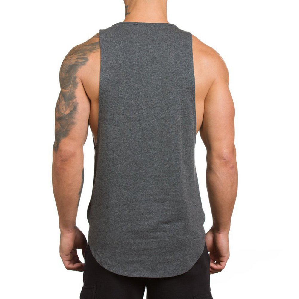 Magiftbox Men's Muscle Gym Workout Stringer Tank Tops Bodybuilding Fitness T-Shirts T01_Dark-Gray_US-L