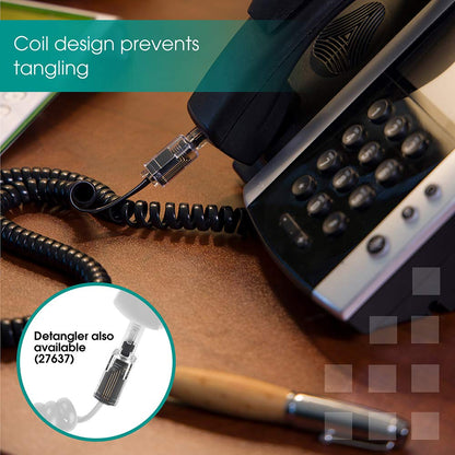 Power Gear Coiled Telephone Cord, 4 Feet Coiled, 25 Feet Uncoiled, Phone Cord works with All Corded Landline Phones, For Use in Home or Office, Black, 76139