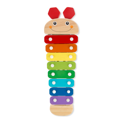 Melissa & Doug Caterpillar Xylophone Musical Toy with Wooden Mallets 15.25" x 6.5" x 1.5", Blue