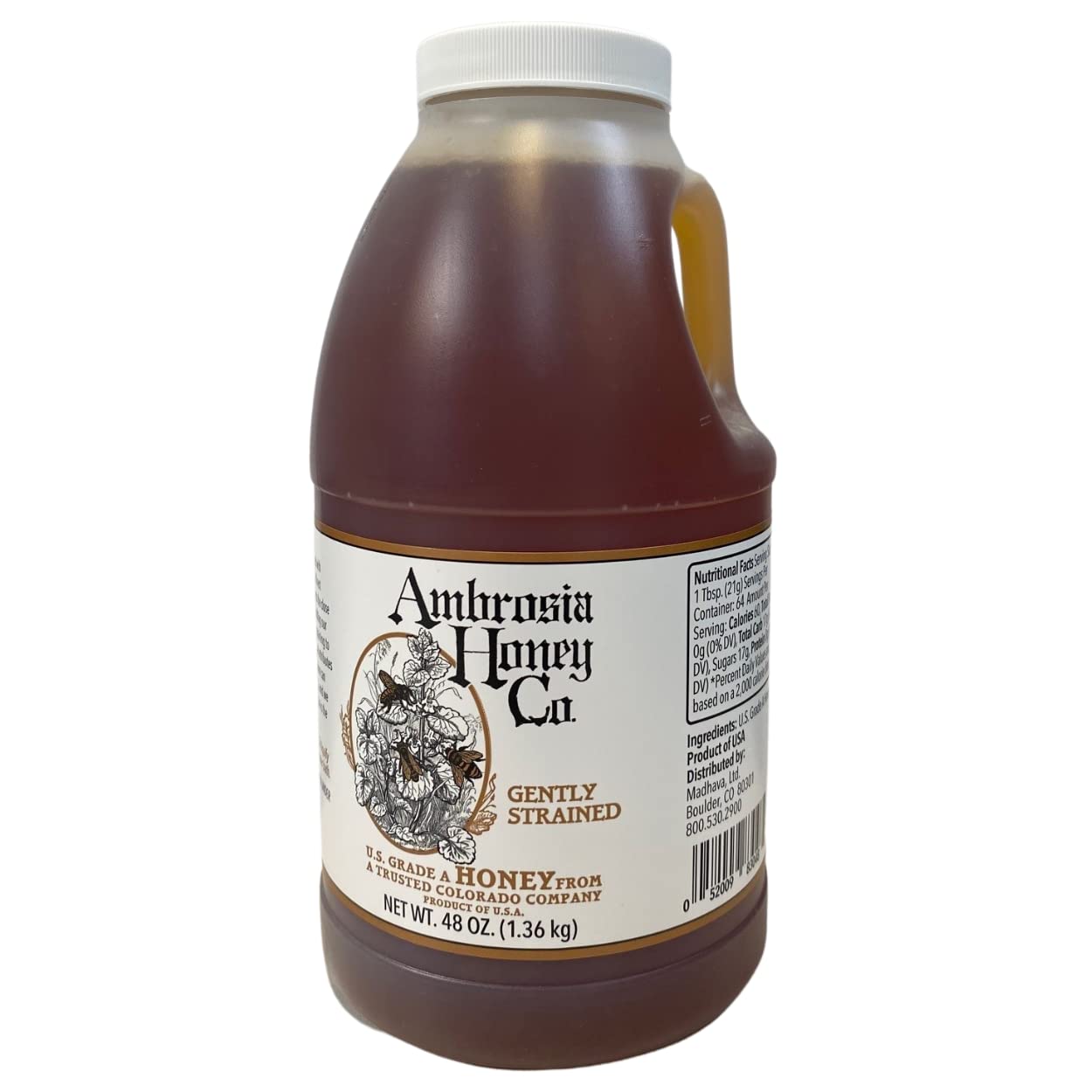 Ambrosia Honey (48 oz), 100% Pure Natural Honey, Harvested in the U.S.A, Natural Sugar Alternative, Natural Sweetener