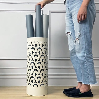 Mango Steam Tall Round Umbrella Holder 21.75 Inches Tall (Peacock White)